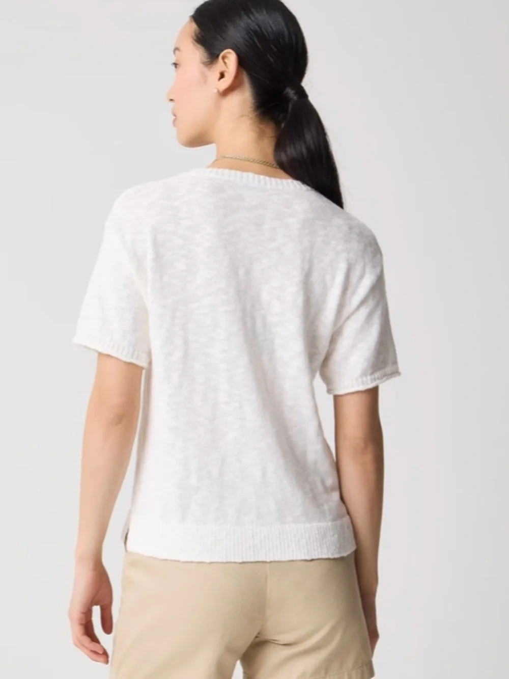 J crew ivory Short-sleeve relaxed beach sweater